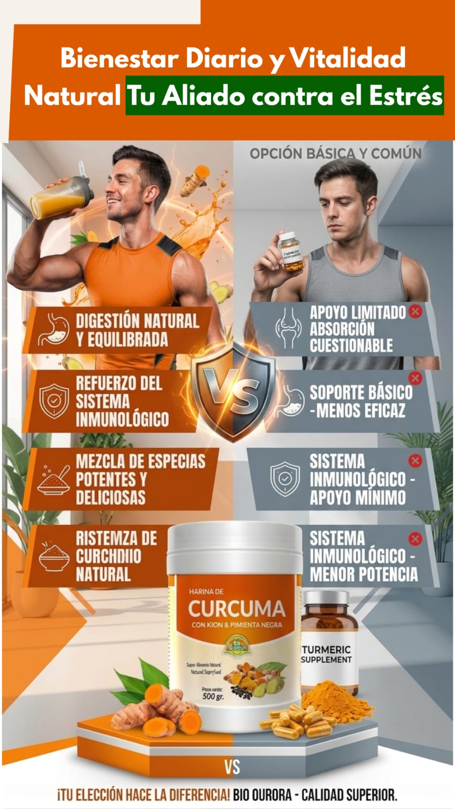 Cúrcuma vs competencia bienestar diario